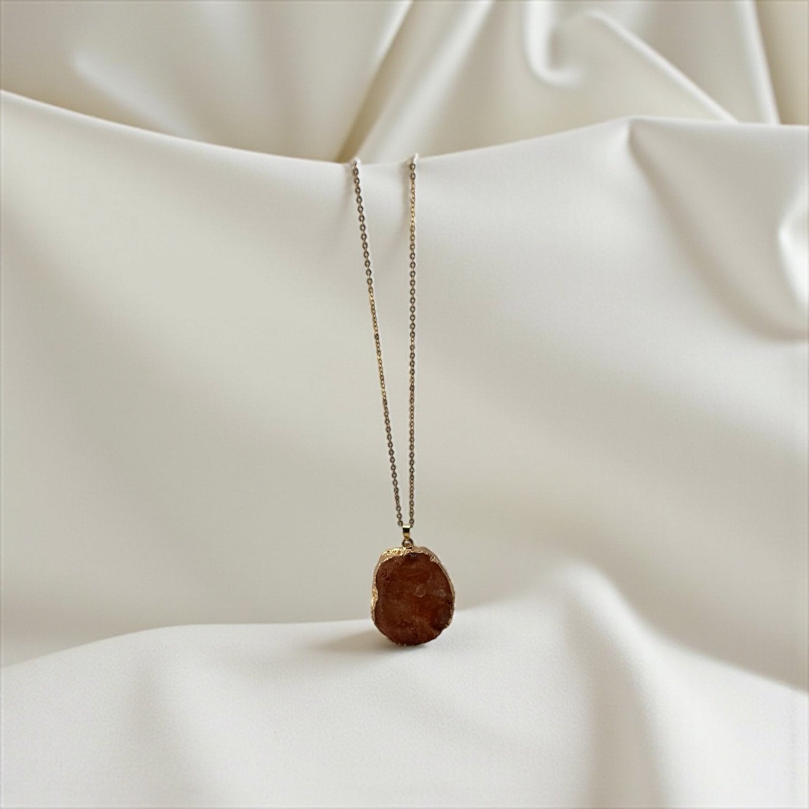 Orange Geode Natural Cut Necklace – Vibrant Spark & Earthy Glow