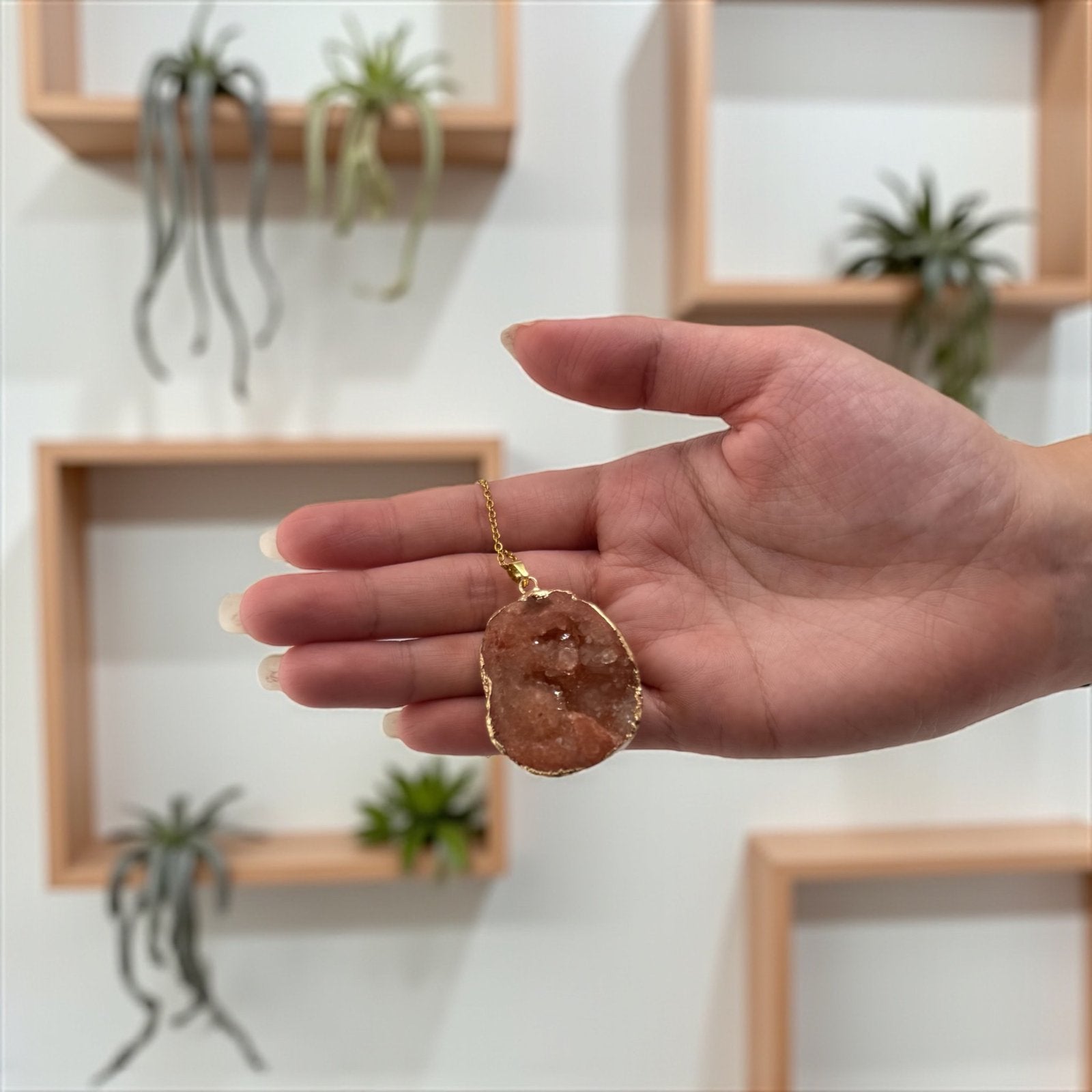 Orange Geode Natural Cut Necklace – Vibrant Spark & Earthy Glow