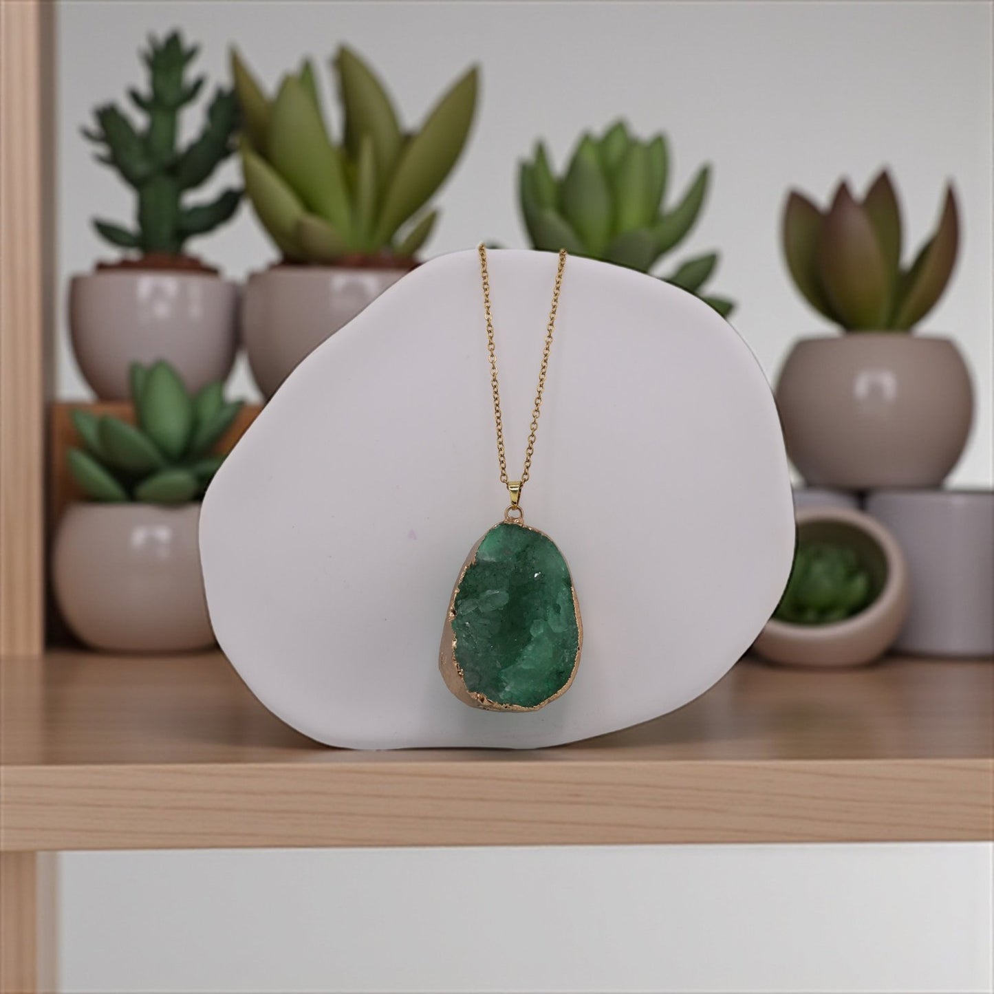 Green Geode Natural Cut Necklace – Fresh Energy & Healing Spirit