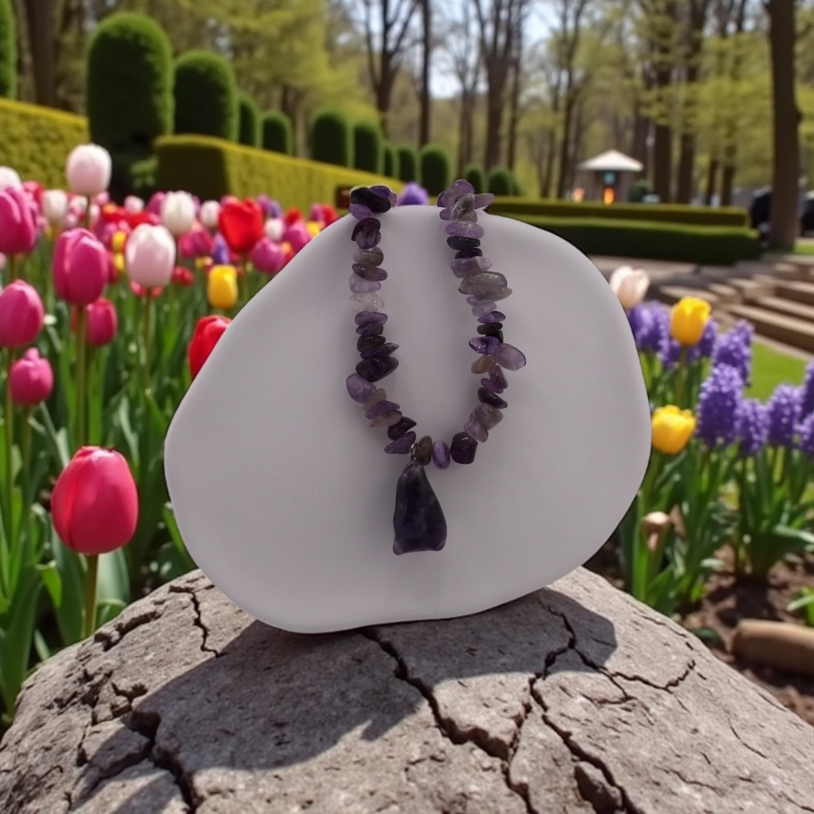Raw Amethyst Chakra Necklace – Gateway to Spiritual Alignment