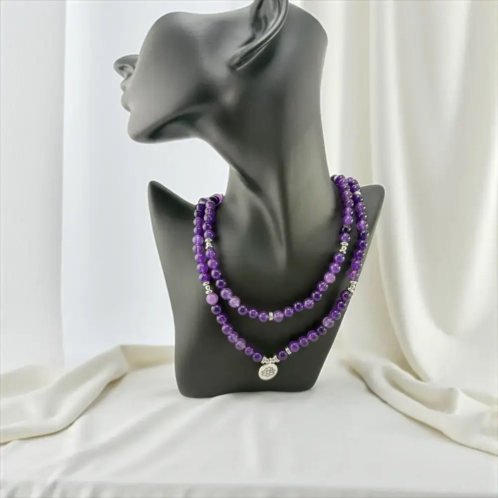 Amethyst, Lepidolite & Fluorite Necklace – Spiritual Calm, Healing & Inner Balance