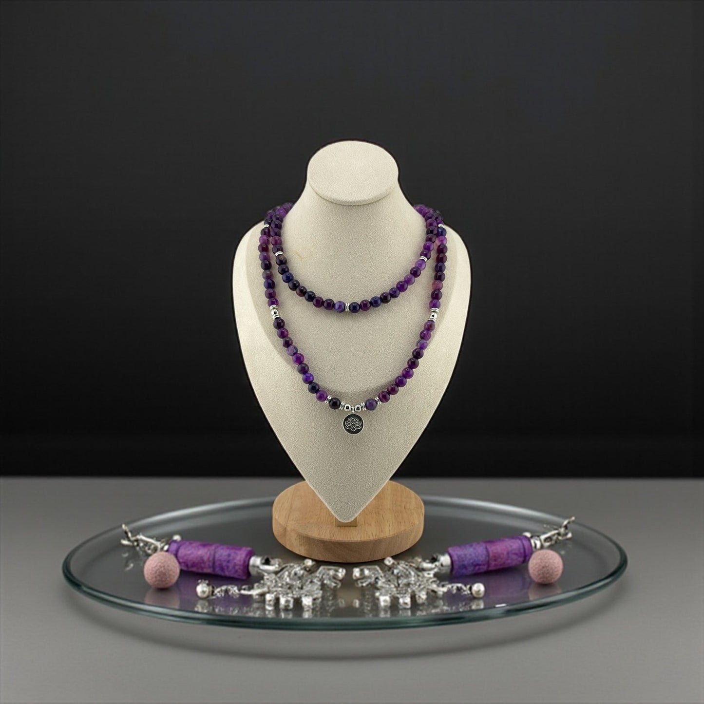 Amethyst, Lepidolite & Fluorite Necklace – Spiritual Calm, Healing & Inner Balance