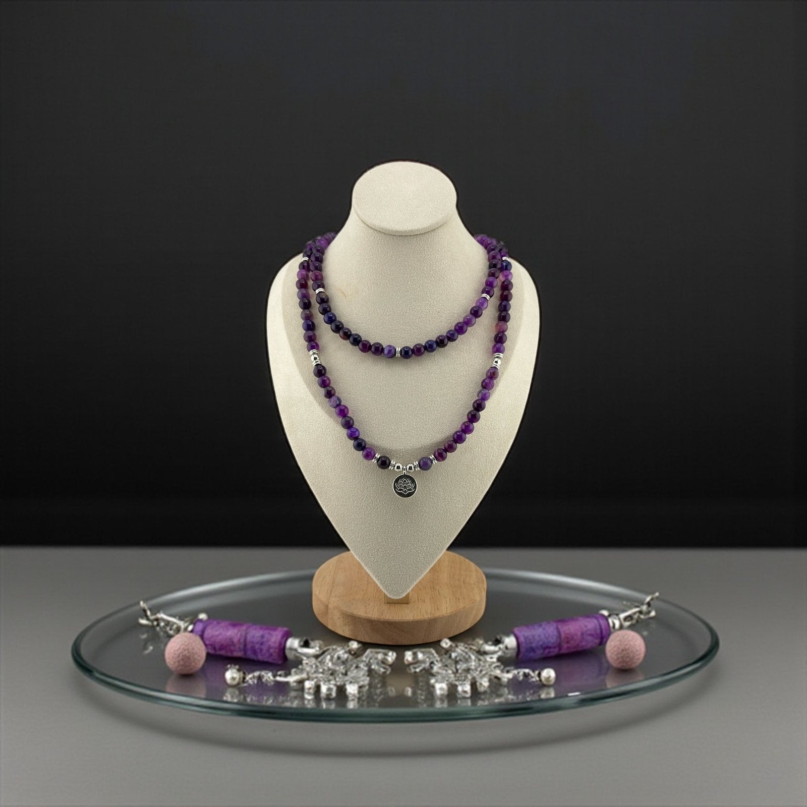 Amethyst, Lepidolite & Fluorite Necklace – Spiritual Calm, Healing & Inner Balance