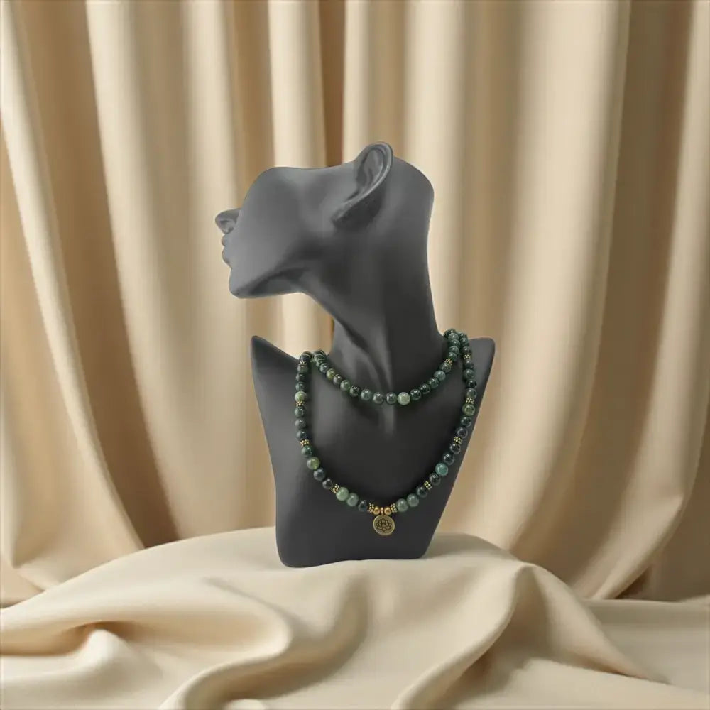 Green Aventurine, Moss Agate & Tiger Eye Necklace – Prosperity, Growth & Courage