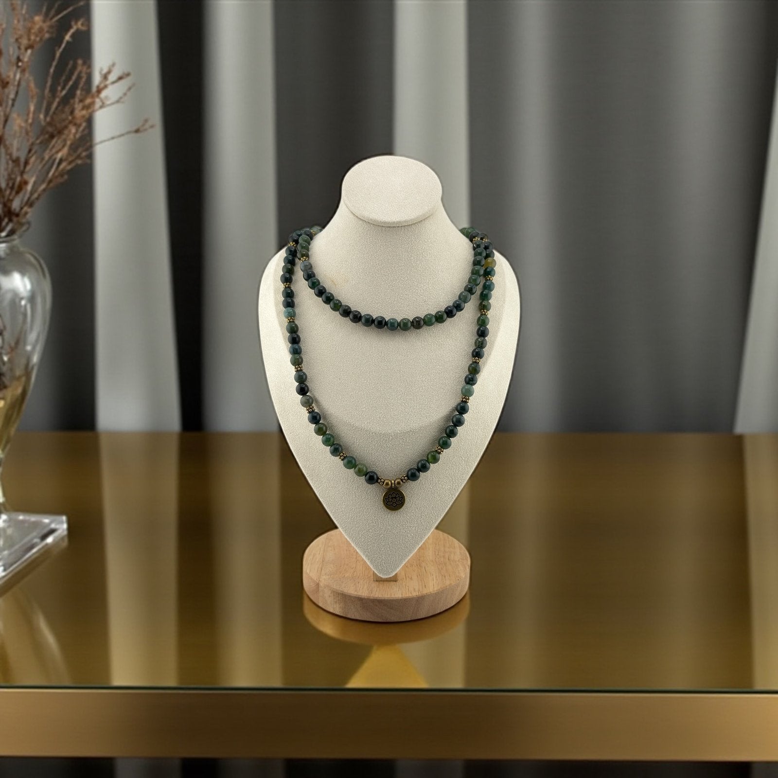 Green Aventurine, Moss Agate & Tiger Eye Necklace – Prosperity, Growth & Courage
