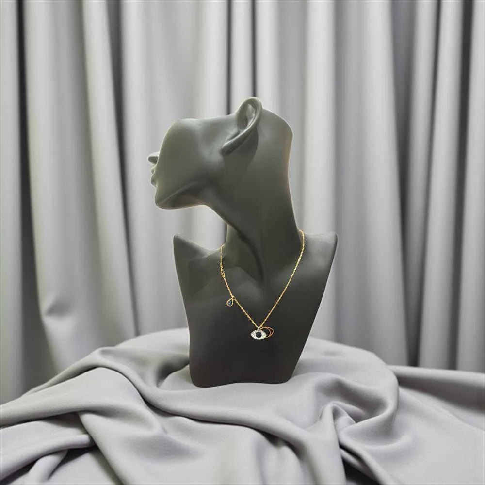 Black CZ with Clear CZ Border Necklace – Bold Shine & Elegant Radiance