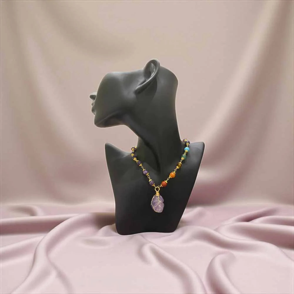Red Jasper, Carnelian, Tiger Eye, Green Aventurine, Turquoise, Lapis Lazuli & Amethyst Necklace – Vibrant Harmony & Powerful Balance