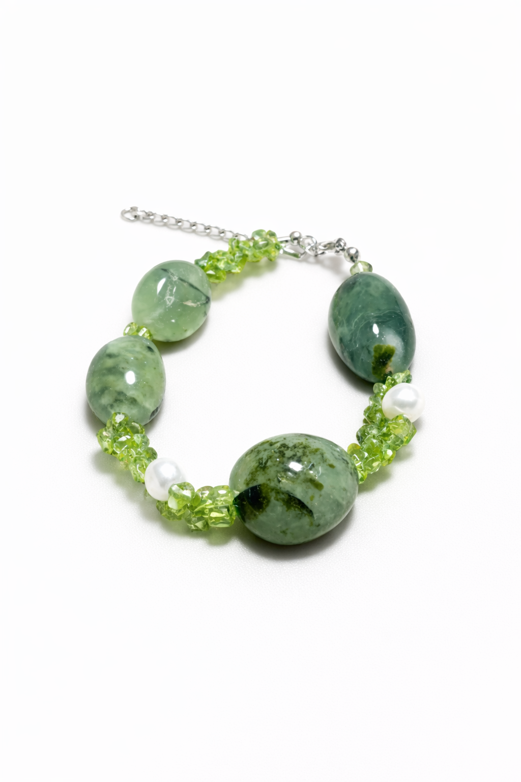 Prehnite Peridot Pearl Bracelet-Renewal & Growth