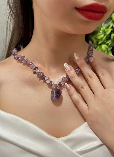 Raw Amethyst Chakra Necklace – Gateway to Spiritual Alignment
