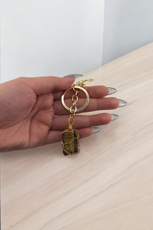 Raw Jasper Stone Keychain – Natural Jasper Crystal Keychain for Grounding & Strength