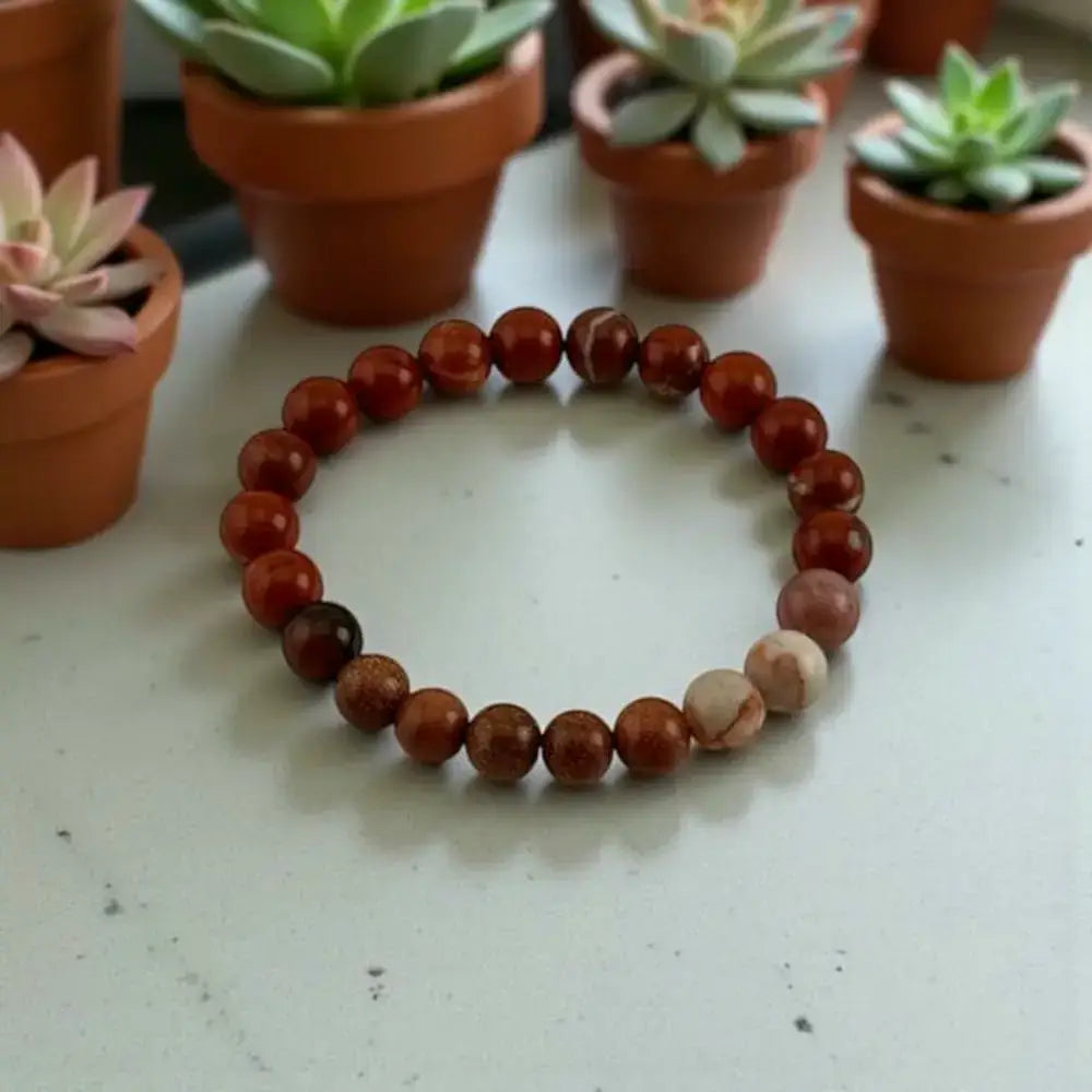 Red Jasper & Howlite Bracelet – Strength, Balance & Calming Spirit