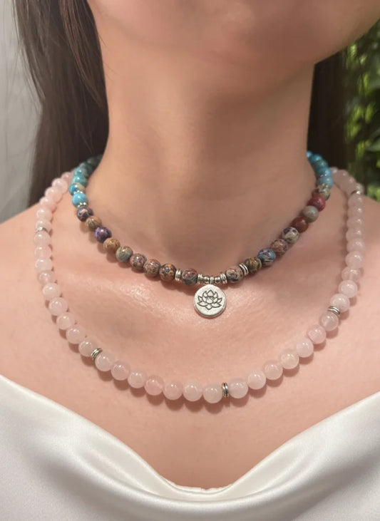 Rose Quartz & Turquoise Necklace – Harmony, Love & Serene Balance