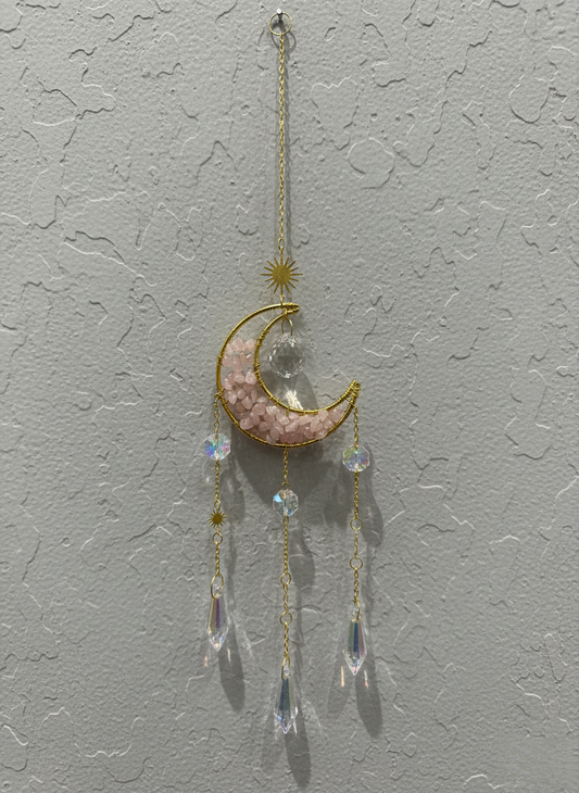 Rose Quartz Dream Catcher – Healing Rose Quartz Stone Dream Catcher Wall Hanging