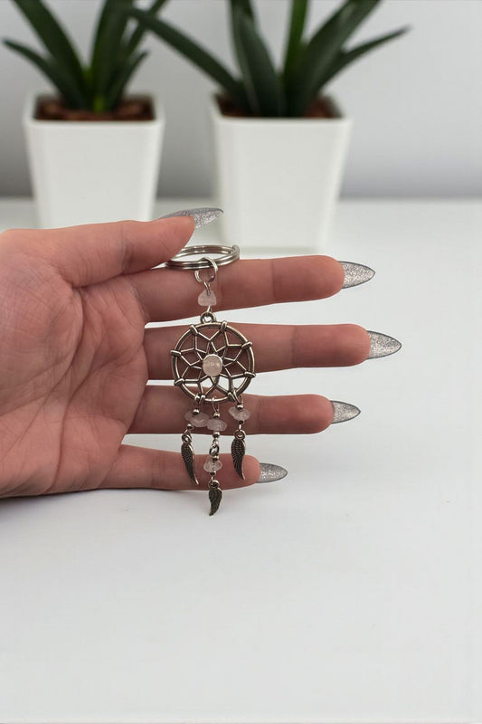 Rose Quartz Keychain – Real Rose Quartz Crystal Keychain for Love & Positive Vibes
