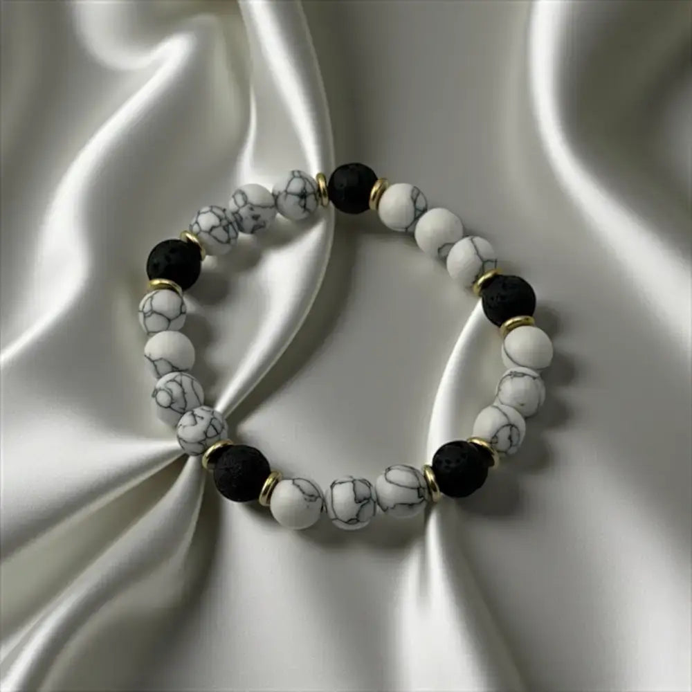 Howlite & Lava Stone Bracelet – Calming Spirit with Fiery Edge
