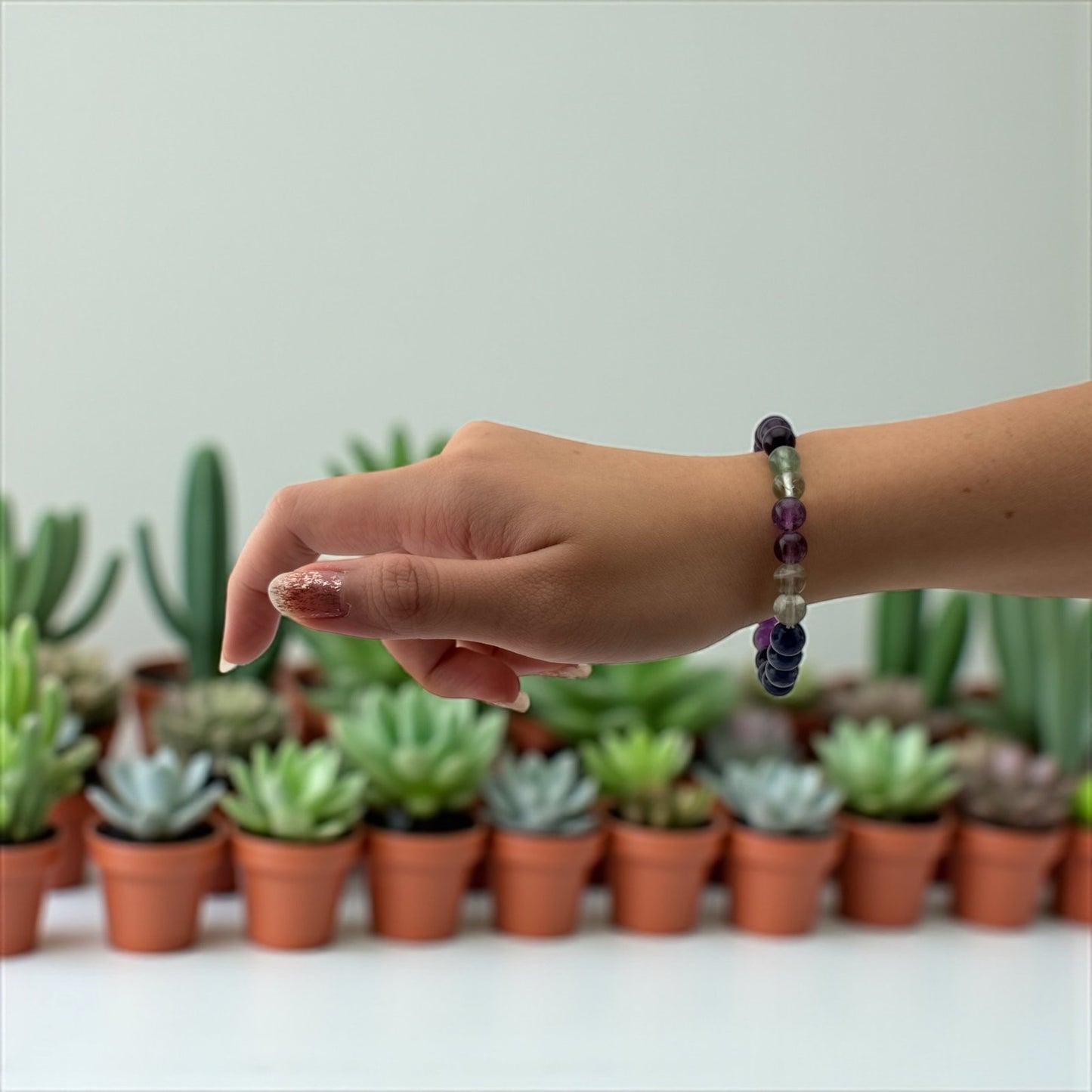 Amethyst, Clear Quartz, Green Aventurine, Sodalite, Black Onyx, Fluorite & Moonstone Bracelet – Chakra Alignment & Spiritual Balance