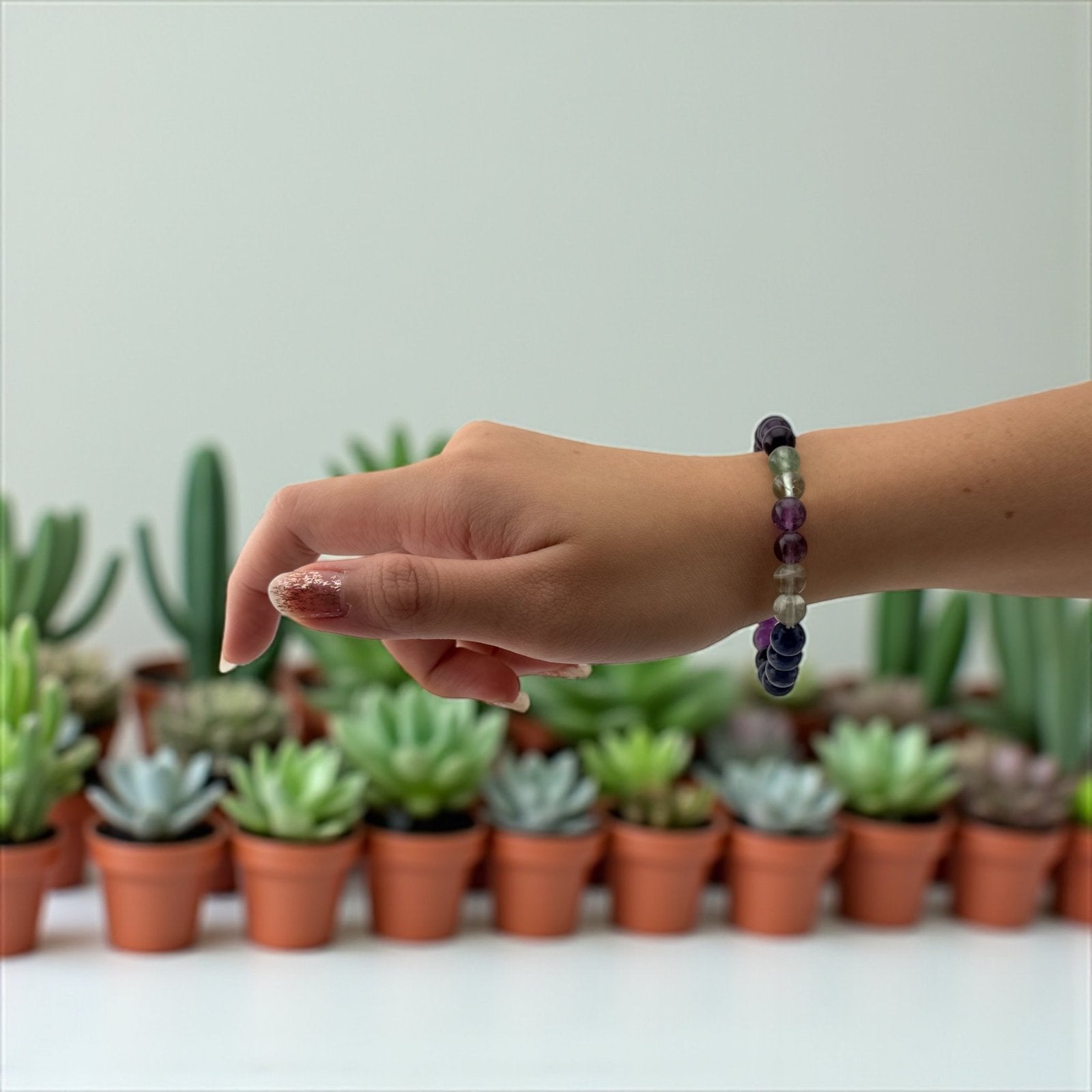 Amethyst, Clear Quartz, Green Aventurine, Sodalite, Black Onyx, Fluorite & Moonstone Bracelet – Chakra Alignment & Spiritual Balance