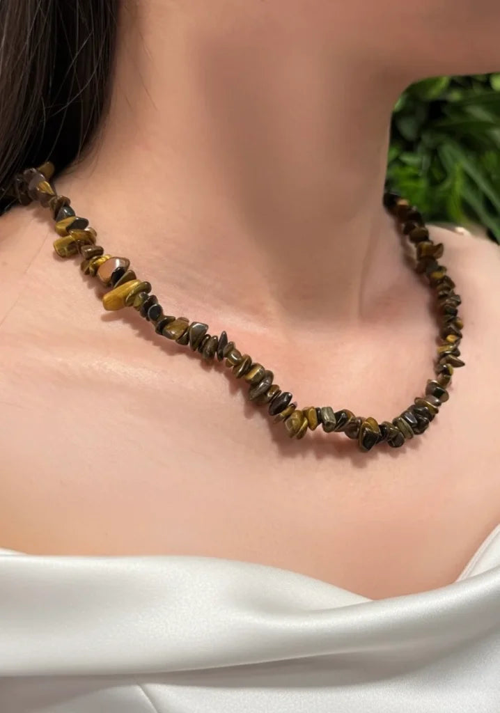 Tiger Eye Chip Necklace – Courage, Confidence & Golden Strength