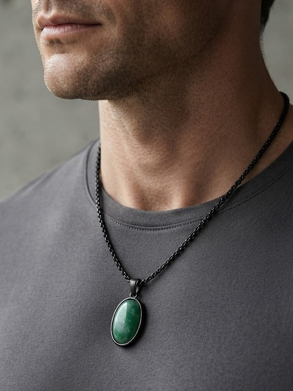 Green Aventurine Prosperity Men's Pendant Necklace