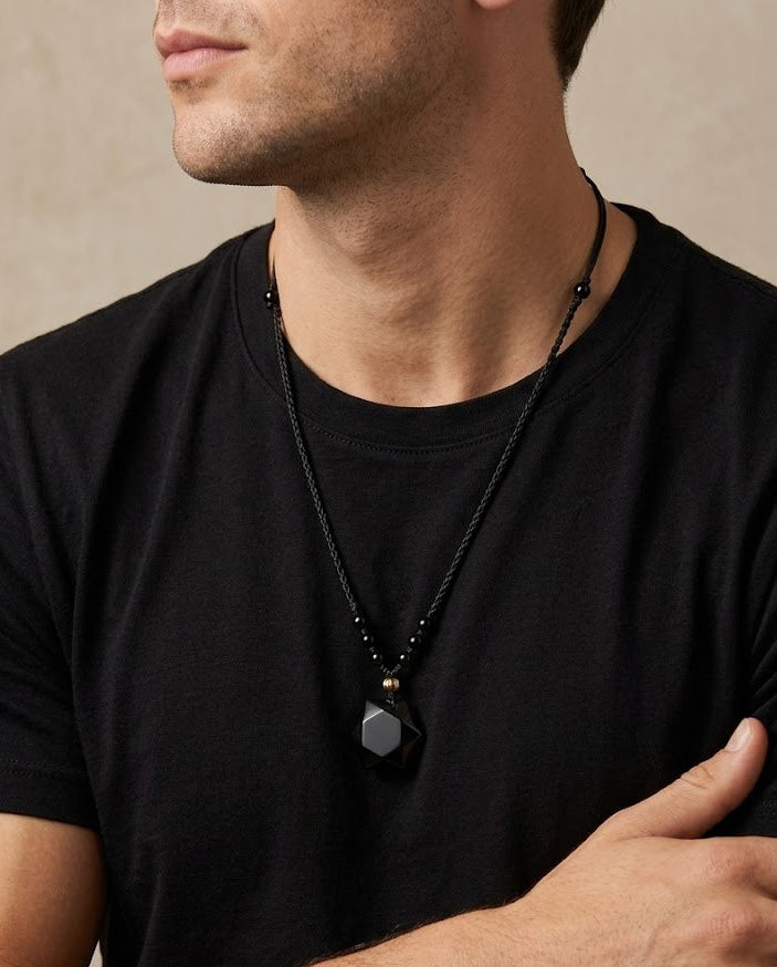 Black Obsidian Guardian Men's Protection Necklace