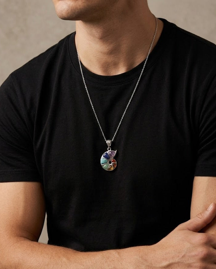 Seven Chakra Harmony Spiral Necklace