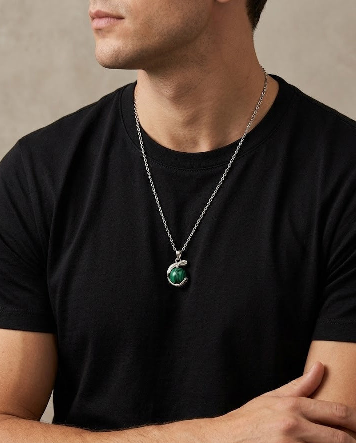 Malachite Serpent Guardian Necklace