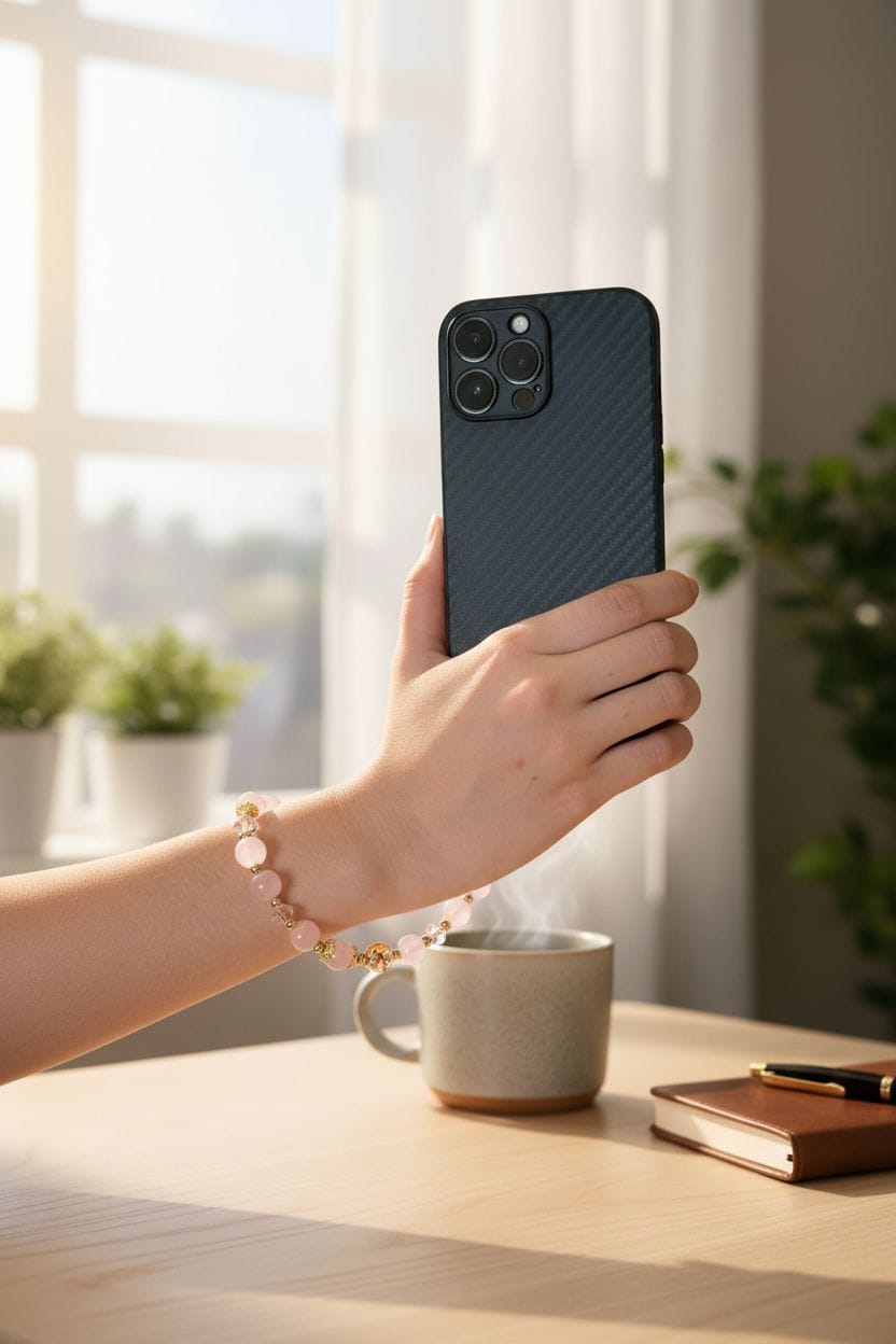 amber and pink crystal phone charm