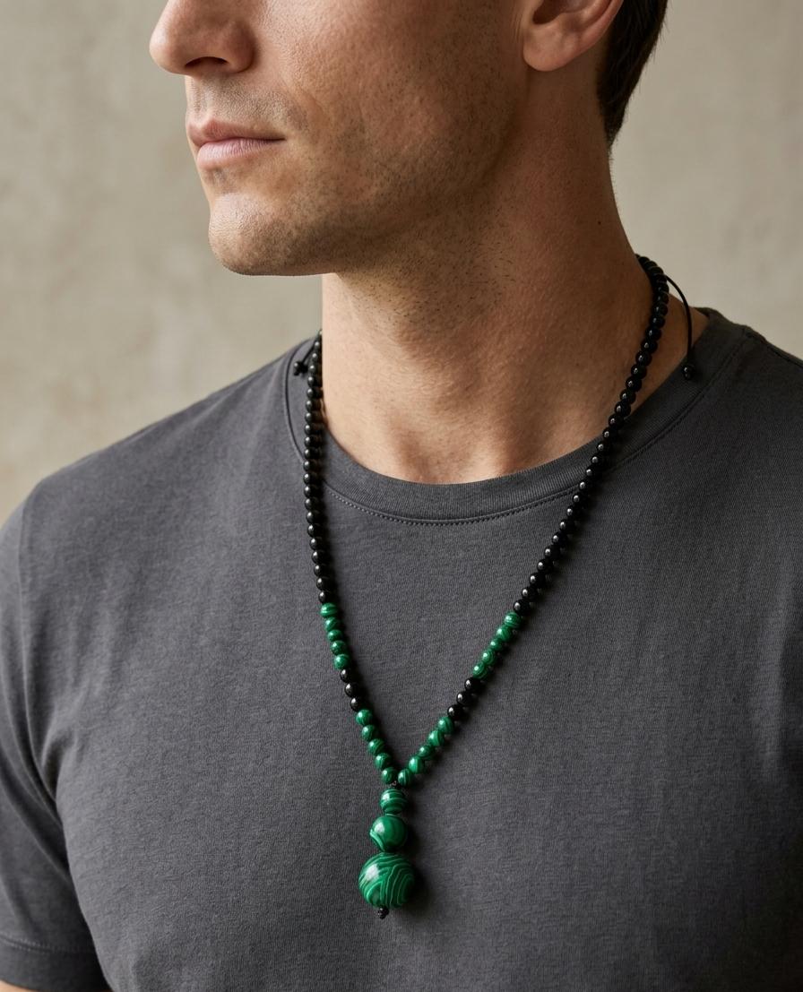 Malachite & Black Obsidian Protection Necklace