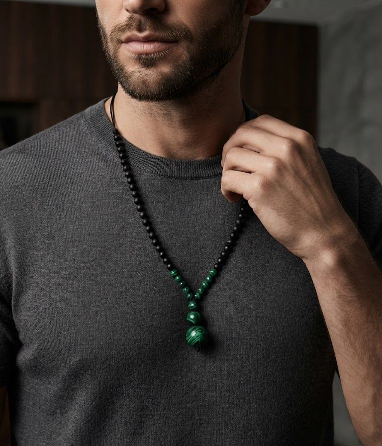 Malachite & Black Obsidian Protection Necklace