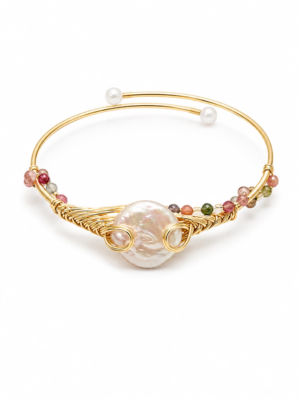 Pearl Bloom Harmony Cuff Bracelet