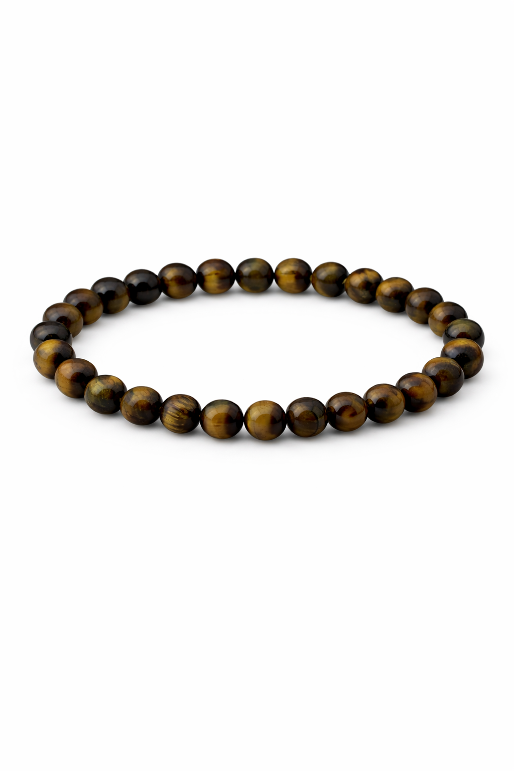 Brown beaded bracelet on a white background