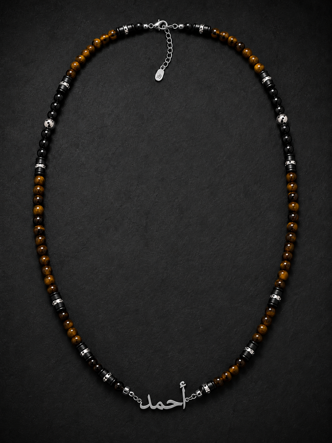 Necklace with beads on a dark background