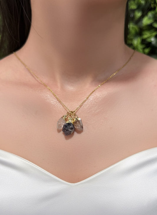Herkimer Diamond, Amethyst & Citrine Necklace – Crystal Clarity & Radiant Spirit