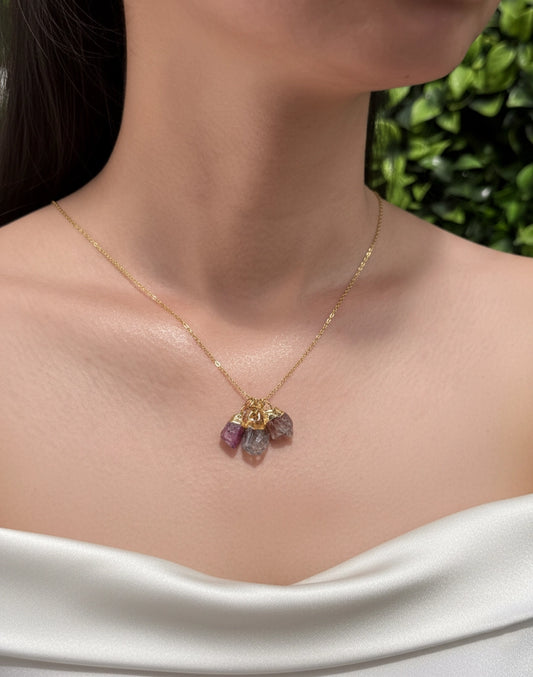 Ruby, Carnelian & Smoky Quartz Necklace – Passion, Vitality & Grounded Elegance
