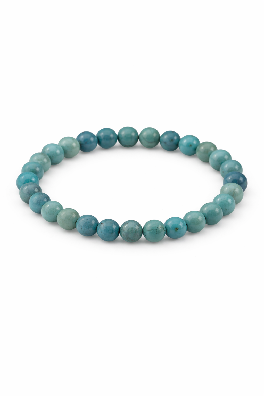 Turquoise beaded bracelet on a white background