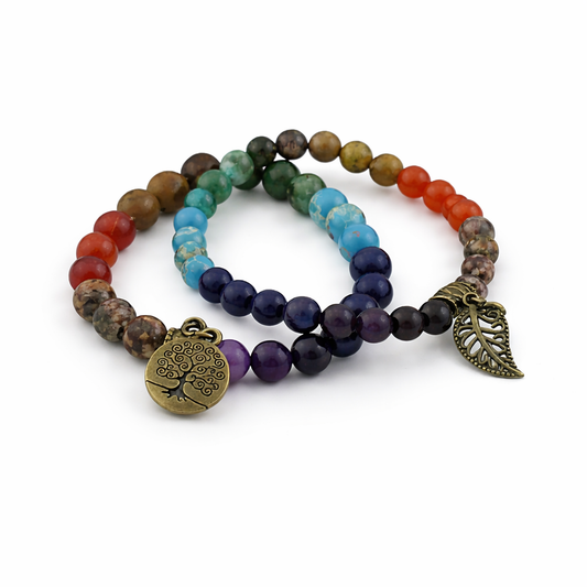 Seven Chakra Tree of Life Bracelet – Multistone Beaded Design