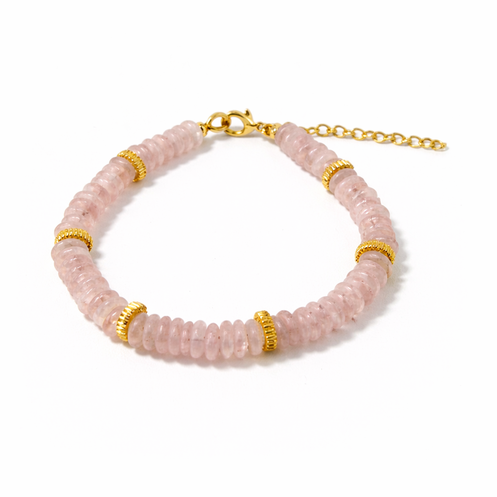 Rose quartz on white background