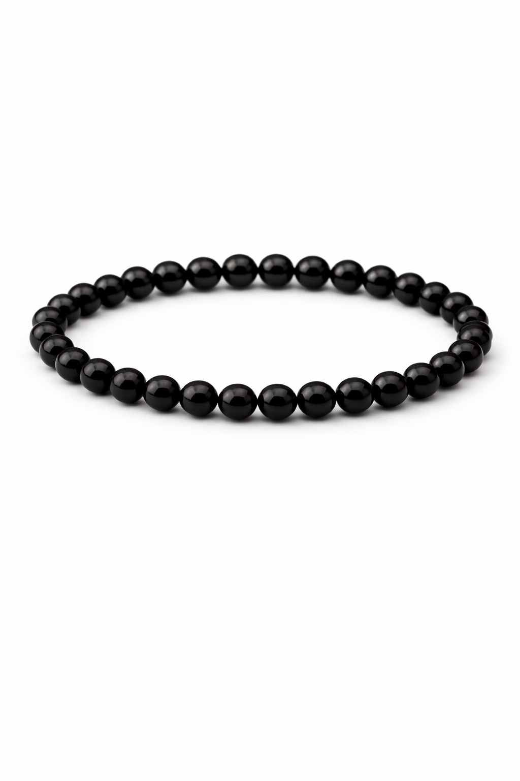 Black beaded bracelet on a white background