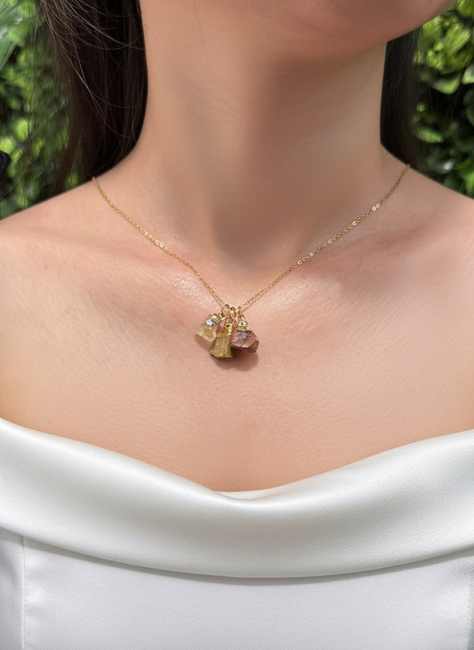 Citrine, Tiger Eye & Carnelian Necklace – Courage, Energy & Golden Vitality