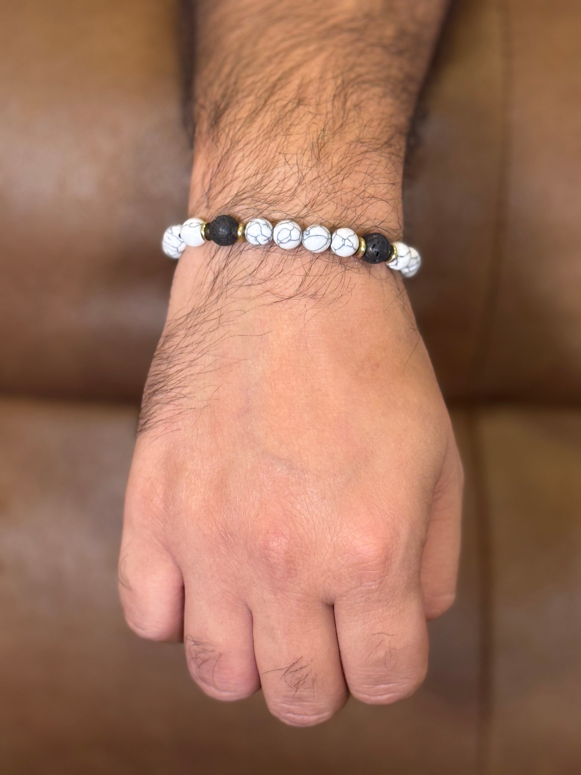 lava stone and howlite bracelet