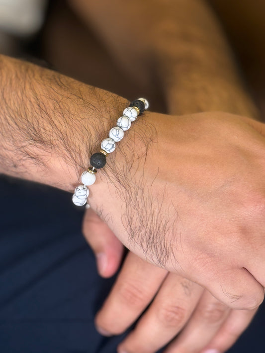 white howlite mens bracelet