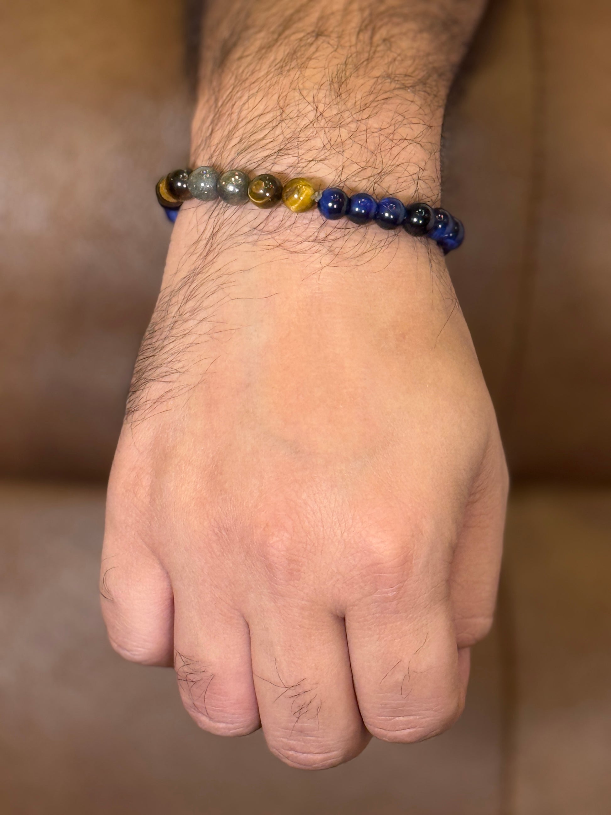 labradorite and tiger eye mens bracelet