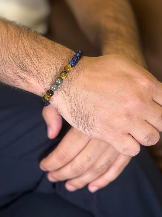 blue tiger eye mens bracelet