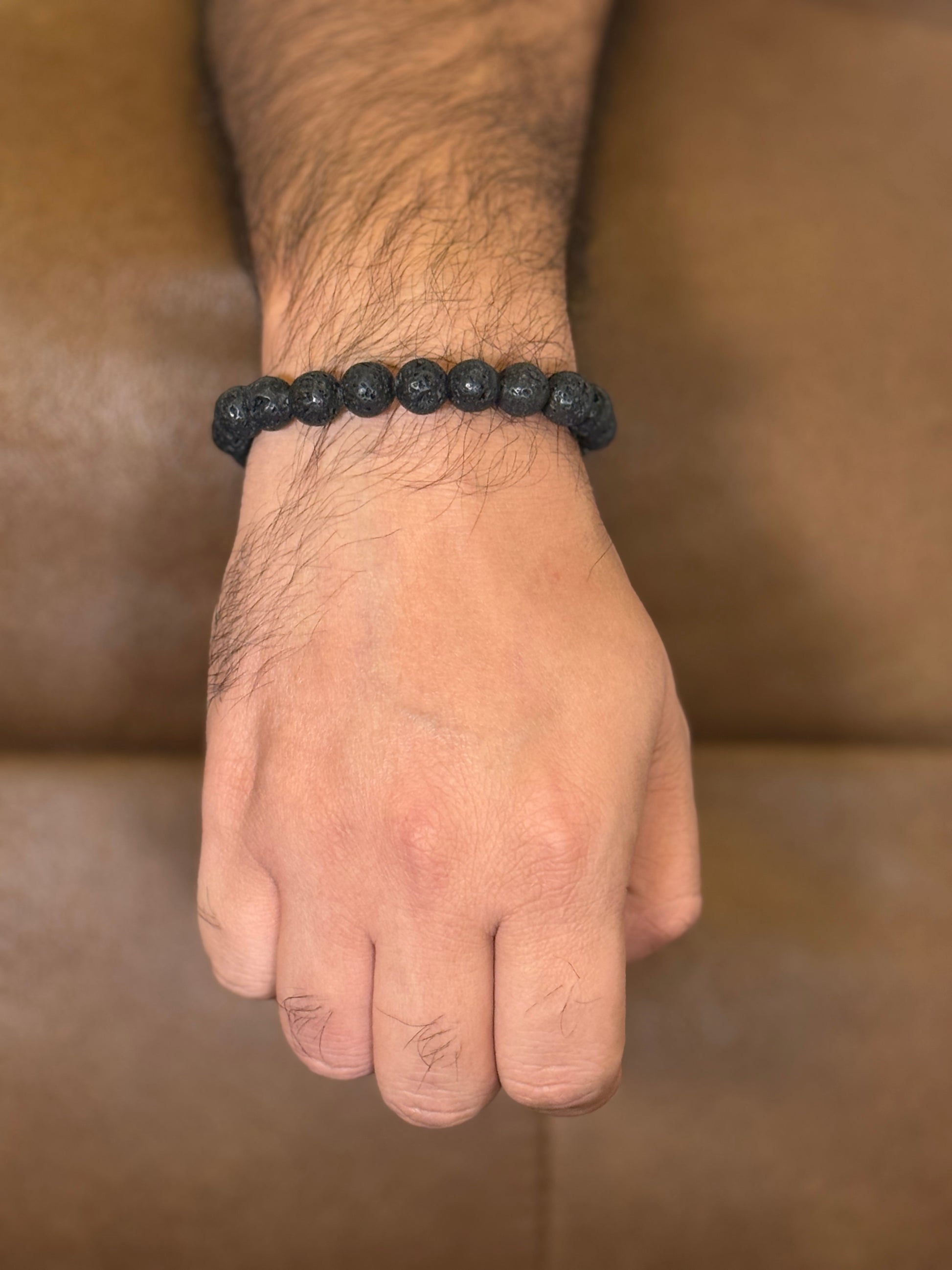 natural lava bead bracelet for men