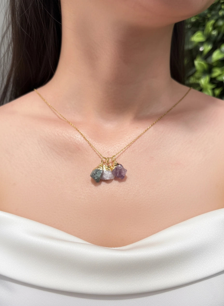 Apatite, Moonstone & Amethyst Necklace – Inner Vision, Balance & Spiritual Harmony