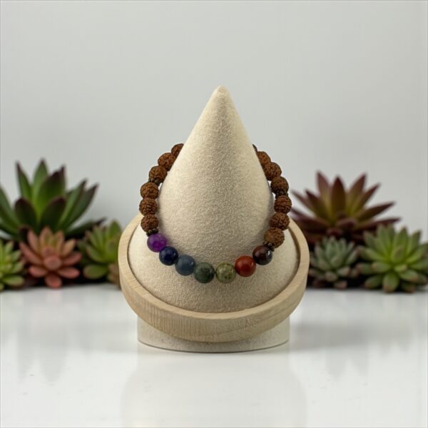 BalanceBind – 10mm Stone: Rudraksha + 7 Chakra Beads (For full-body alignment, stress clearing, and mind-body harmony) - Image 4