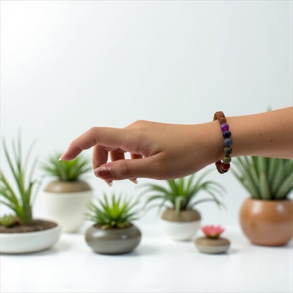 BalanceBind – 10mm Stone: Rudraksha + 7 Chakra Beads (For full-body alignment, stress clearing, and mind-body harmony) - Image 3