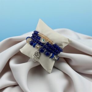 Blueguard Stone: Lapis Lazuli, Evil Eye Bead, Glass Crystal Purpose: Strong evil eye protection, aura shielding, and keeps envy away in relationships and work life.