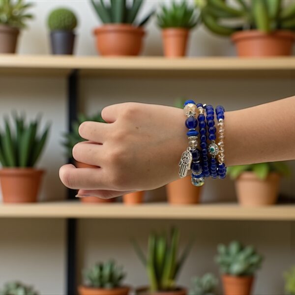 Blueguard Stone: Lapis Lazuli, Evil Eye Bead, Glass Crystal Purpose: Strong evil eye protection, aura shielding, and keeps envy away in relationships and work life. - Image 3