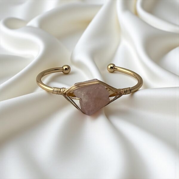Rose Quartz Cuff Bracelet– Love That Heals
